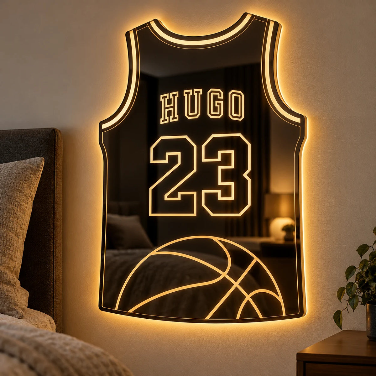 Glow Basket, miroir LED personnalisé de basketball, vue 2