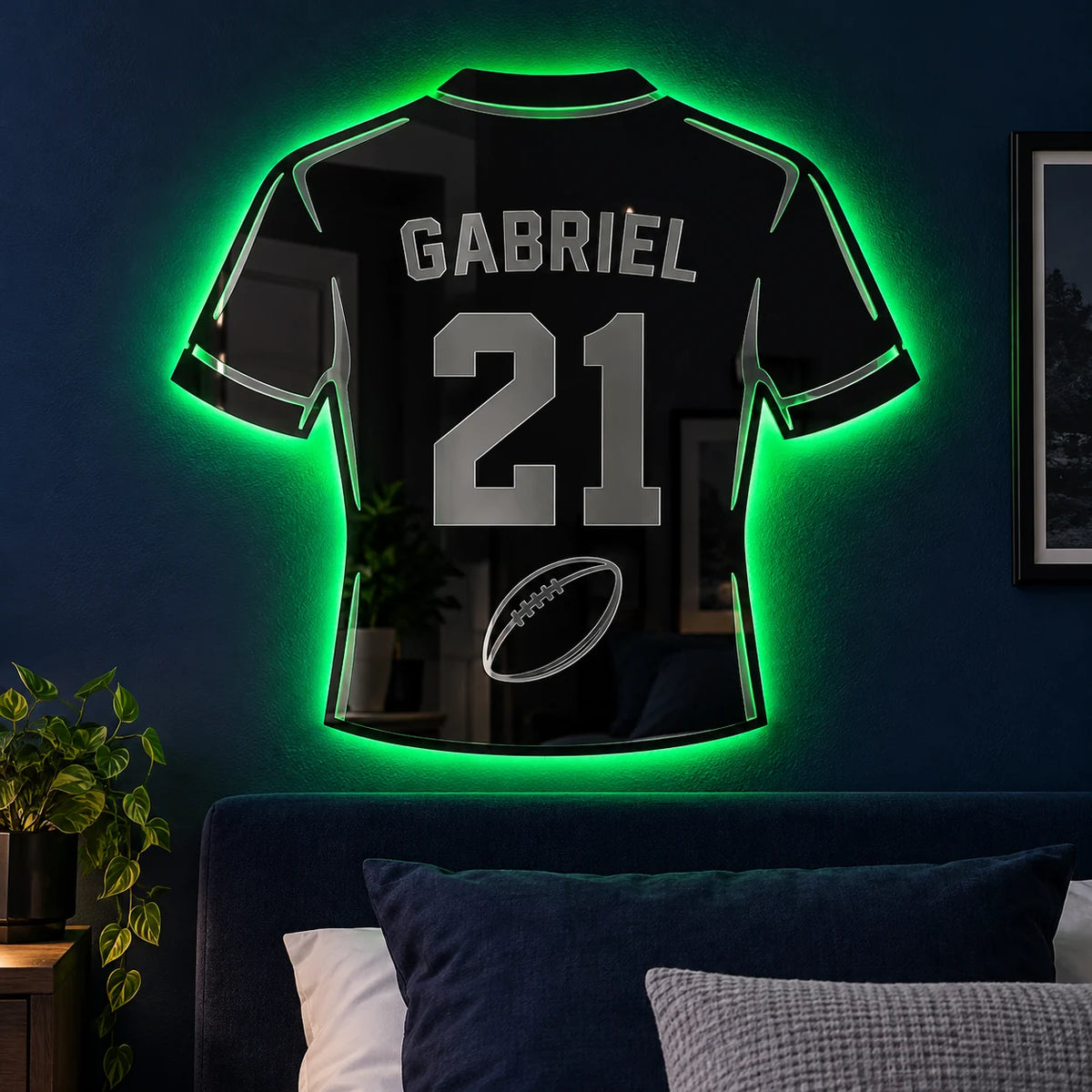Glow Rugby, miroir LED personnalisé de rugby, vue 4